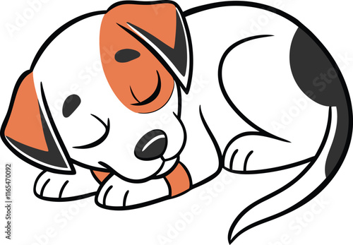 Peaceful Puppy Dreams: Adorable cartoon Dalmatian puppy sleeping soundly