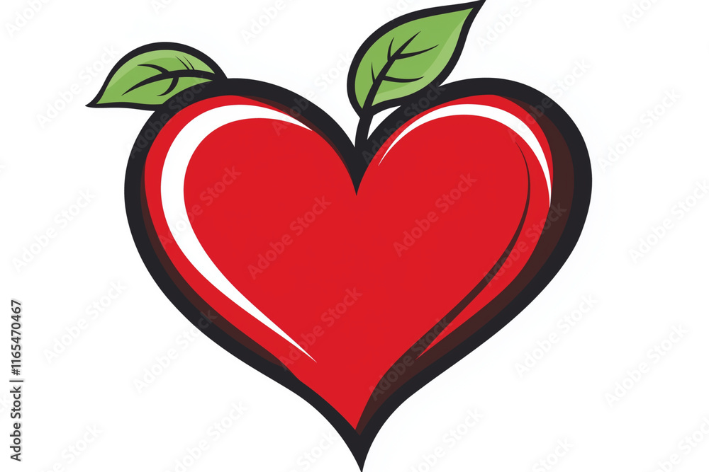 Fototapeta premium Heart symbol, apple, white background