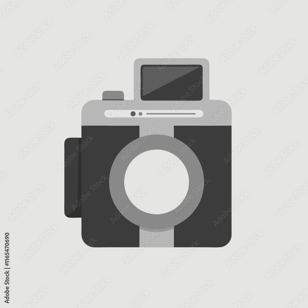 Minimalistic Black and White Camera Icon for Technology, Photography, and Creative Design Projects Minimalistic Black and White Camera Icon for Technology, Photography, and Creative Design Projects