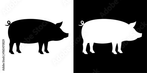 ofvs768 OutlineFilledVectorSign ofvs - pig vector icon . silhouette . isolated transparent . black outline and filled version . AI 10 / EPS / PNG . g12114