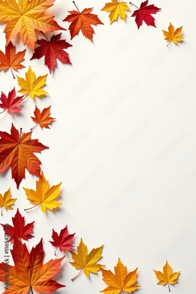 Scattered oak and birch leaves, various colors, clean white backdrop , foliage, texture, leaves Scattered oak and birch leaves, various colors, clean white backdrop , foliage, texture, leaves
