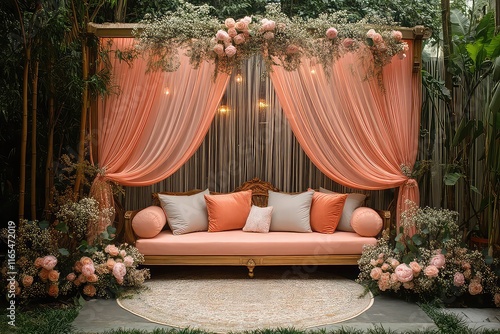 Elegant garden wedding decor Color of the Year Blush Pink photo