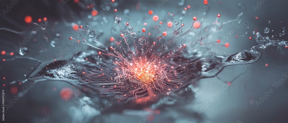 Fototapeta premium Abstract Circuit Board Splash Digital Data Tech Innovation Future Technology