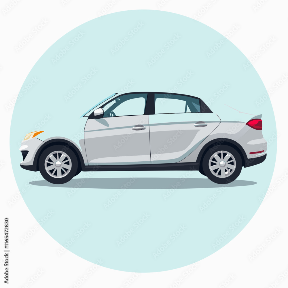 Fototapeta premium Modern Flat Car Illustration for Transportation, Automotive, and Design Projects