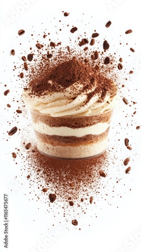 A Delectable Tiramisu Dessert in a Glass Cup photo
