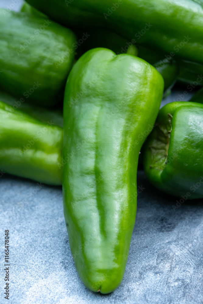 Padron green Spanish pepper or Herbón pepper landrace variety of pepper Capsicum annuum from municipality of Padron in northwestern Spain Padron green Spanish pepper or Herbón pepper landrace variety of pepper Capsicum annuum from municipality of Padron in northwestern Spain