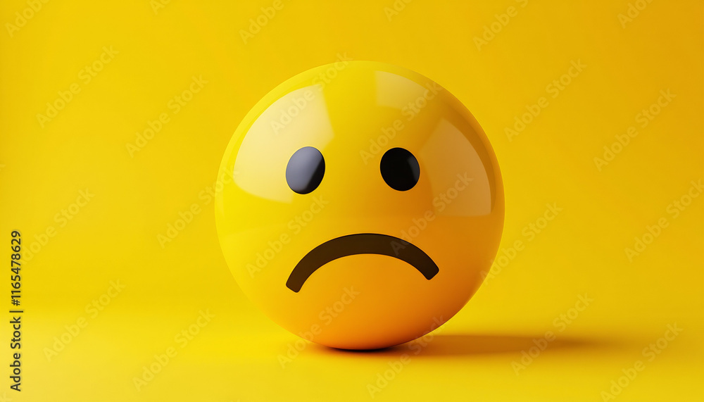 Fototapeta premium A Depressed Emoji: A Visual Representation of Sadness