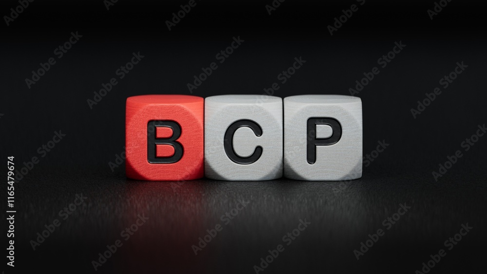 wooden cube with bcp text. Financial, marketing.close up of wooden elements,Business Concept.3D rendering on black background. wooden cube with bcp text. Financial, marketing.close up of wooden elements,Business Concept.3D rendering on black background.