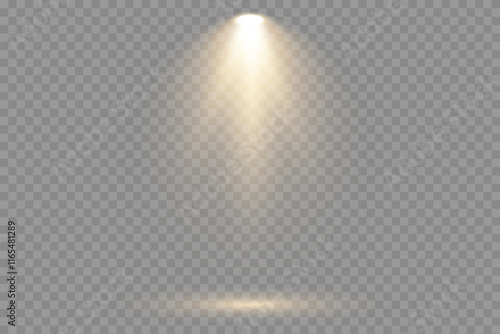 Vector spotlights with bright white light to illuminate the stage. Concert spotlight with ray illuminated spotlights for web design illustration. Bright white lighting with spotlights