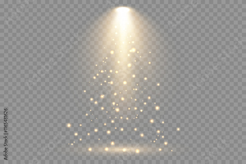 Vector spotlights with bright white light to illuminate the stage. Concert spotlight with ray illuminated spotlights for web design illustration. Bright white lighting with spotlights