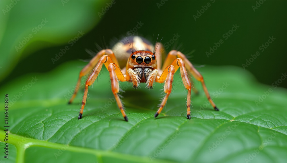 Close-up of a Jumping Spider on a Leaf Close-up of a Jumping Spider on a Leaf