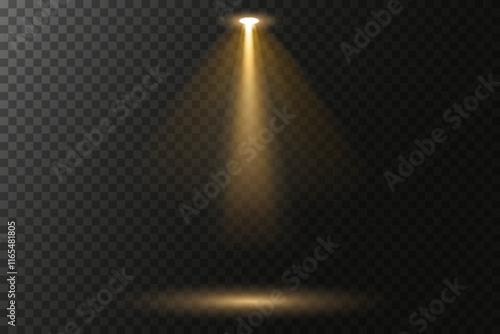 Vector spotlights with bright white light to illuminate the stage. Concert spotlight with ray illuminated spotlights for web design illustration. Bright white lighting with spotlights
