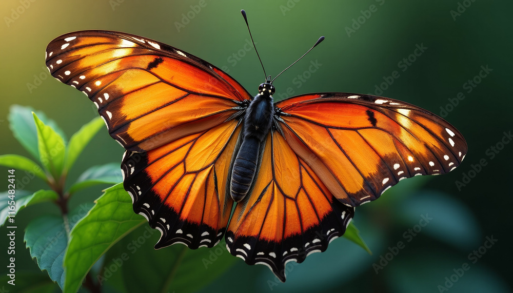 Fototapeta premium Stunning Orange Butterfly Wings in Nature