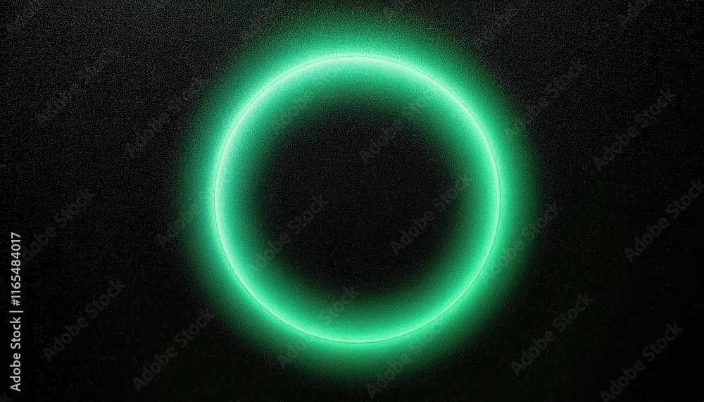 Glowing Neon Green Circle on Textured Black Background. Abstract Digital Artwork Highlighting Radiant Circular Light Halo Effect with Futuristic Design Aesthetic for Technology and Creativity Concept Glowing Neon Green Circle on Textured Black Background. Abstract Digital Artwork Highlighting Radiant Circular Light Halo Effect with Futuristic Design Aesthetic for Technology and Creativity Concept