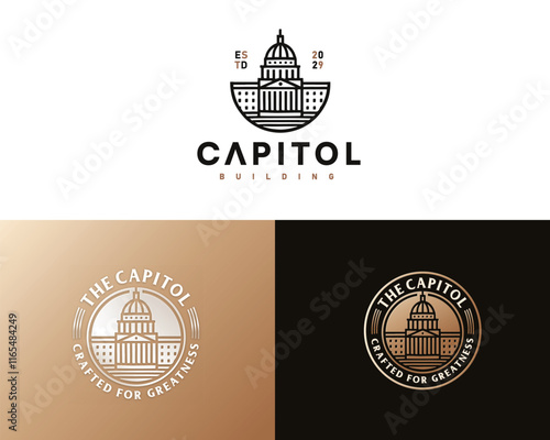 classic government capitol dome building architecture logo template for business company