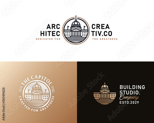 classic government capitol dome building architecture logo template for business company