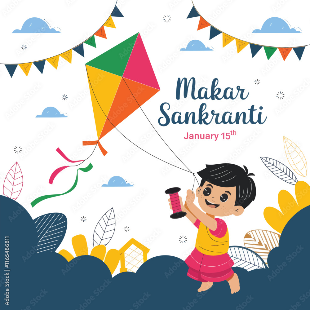 Fototapeta premium Maker sankranti vector illustration