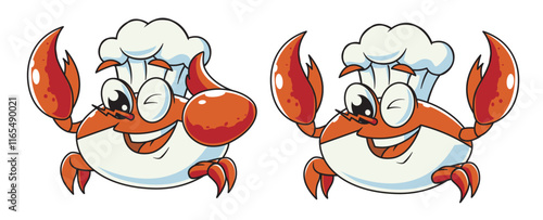 Chef Crab Mascot with Hat for Seafood Restaurant or Eatery