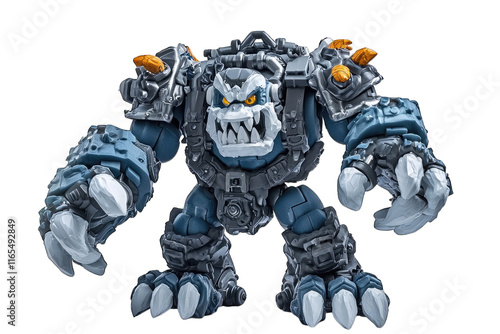 Fierce action figure with detailed armor and movable joints, ready for battle