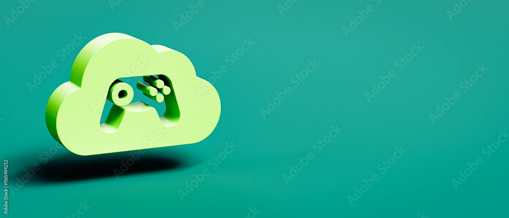 Cloud Gaming 3D Shape on Blue Background with Copy Space Cloud Gaming 3D Shape on Blue Background with Copy Space