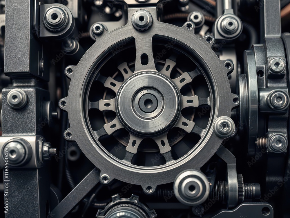 Close-up of a precision slider mechanism with metal components and intricate details, engineering, intricate, details Close-up of a precision slider mechanism with metal components and intricate details, engineering, intricate, details
