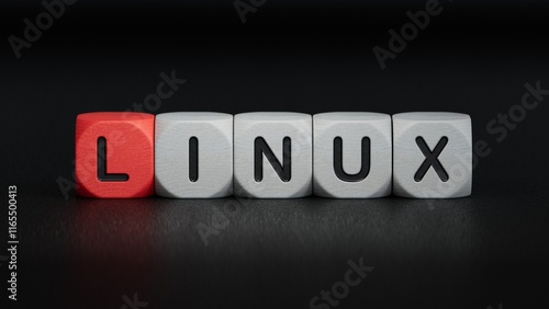 Tableau sur toile LINUX - word on wooden cubes