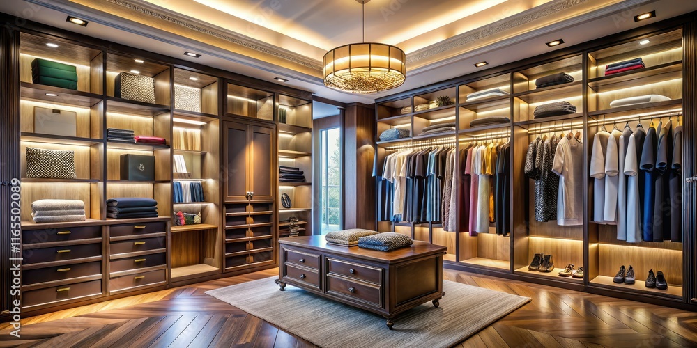 Aerial View Large Wardrobe, Modern Closet, Stylish Storage, Home Interior, Architectural Photography, Spacious Room Aerial View Large Wardrobe, Modern Closet, Stylish Storage, Home Interior, Architectural Photography, Spacious Room