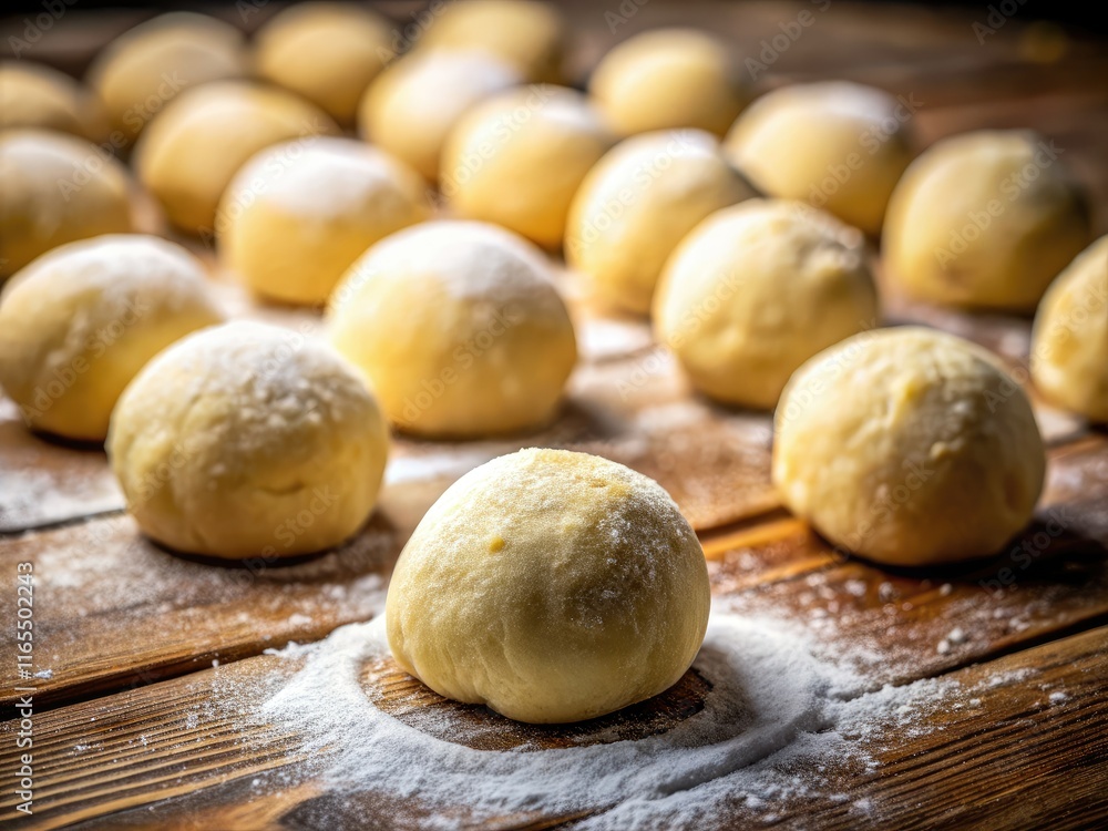 Aerial View of Fresh Dough Balls, Baking Ready Aerial View of Fresh Dough Balls, Baking Ready