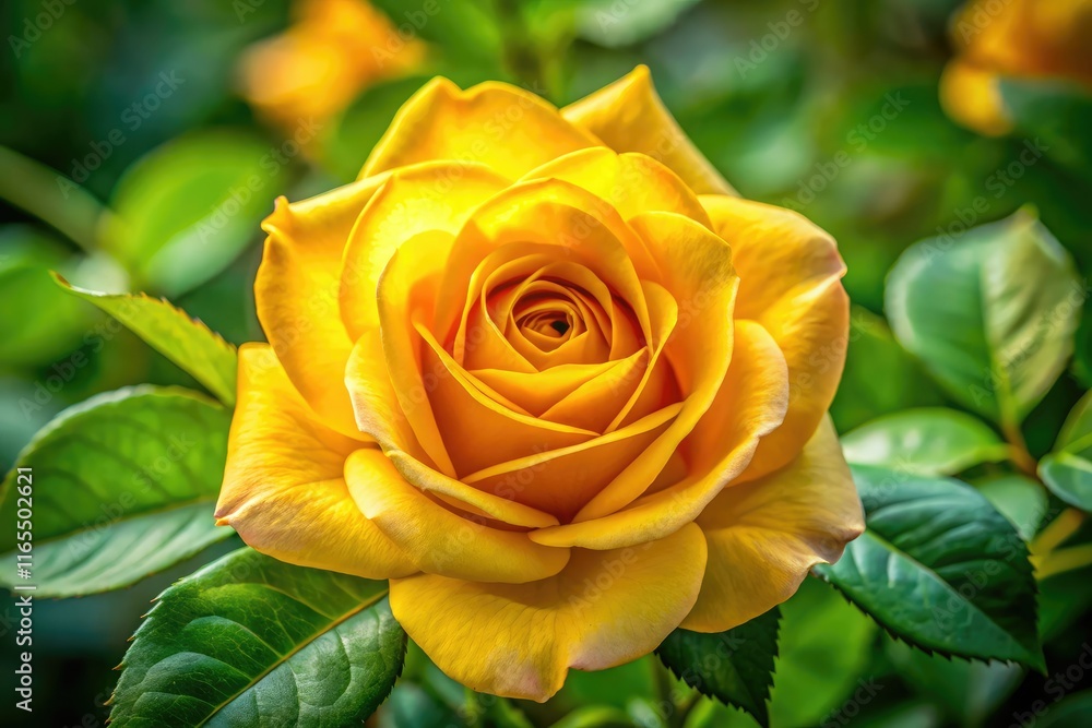 Aerial View Yellow Rose with Lush Foliage, Stunning Floral Photography, High Resolution Aerial View Yellow Rose with Lush Foliage, Stunning Floral Photography, High Resolution