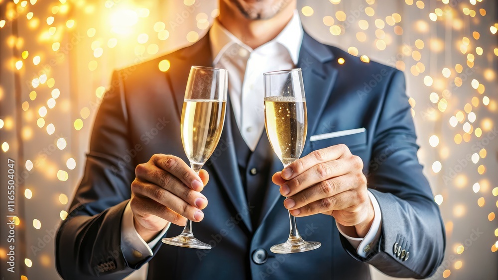 AI Glasses Champagne Cheers Minimalist Background AI Glasses Champagne Cheers Minimalist Background
