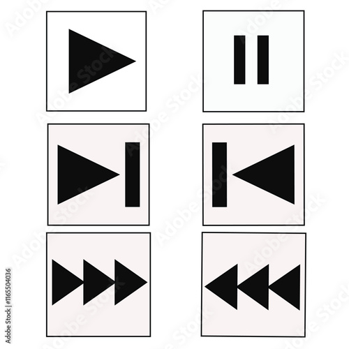 Vector set ikon pause, play, next and speed in the videos white background
