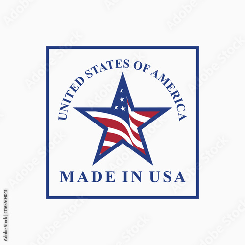 Free Download logo vector design made in usa sign with united states flag element shaped star  - GFXLoad