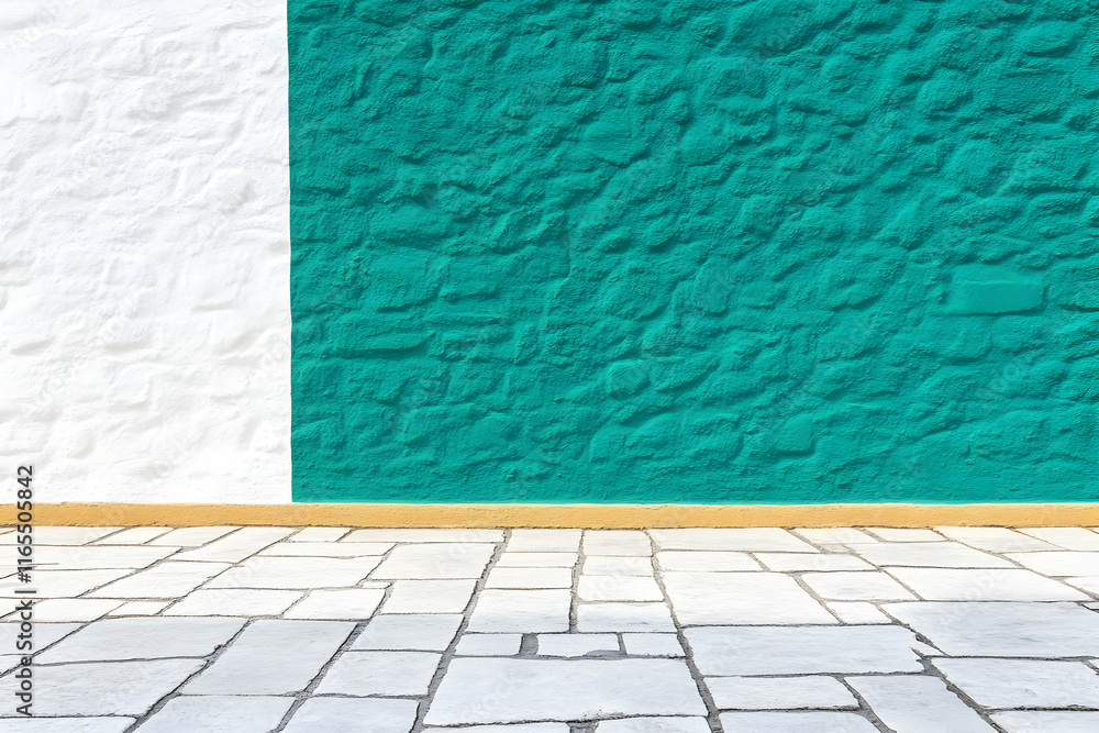 Fototapeta premium Teal and White Wall Background Illustration