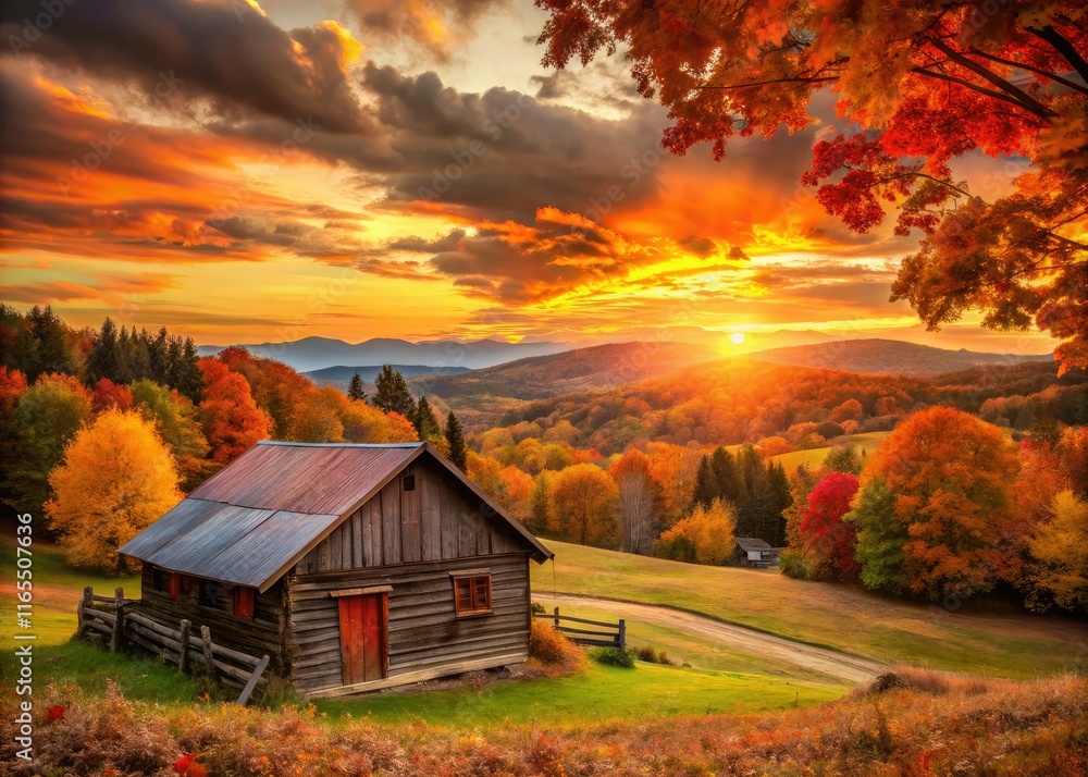 Autumn Sunset Rustic Wallpaper - AI Generated Autumn Sunset Rustic Wallpaper - AI Generated