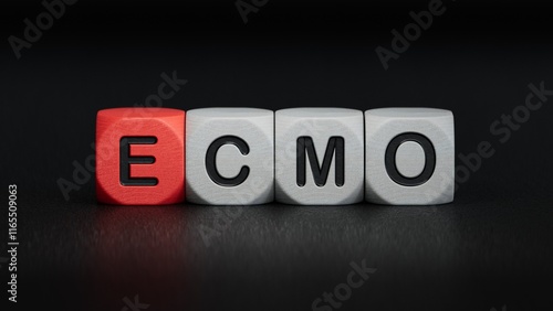 Φωτογραφία The word ecmo is written on wooden cubes