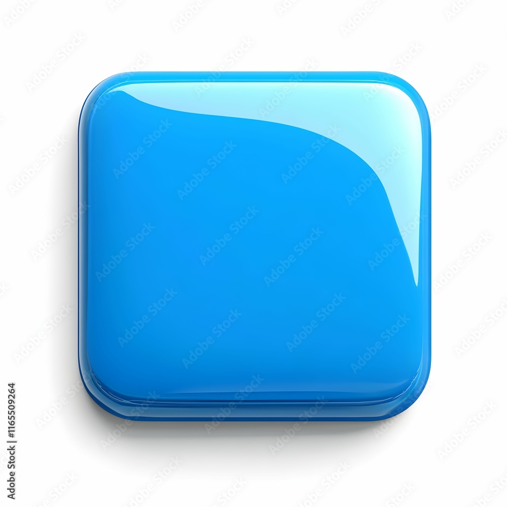 Bright blue square shape with glossy finish on a white background showcasing simplicity Bright blue square shape with glossy finish on a white background showcasing simplicity