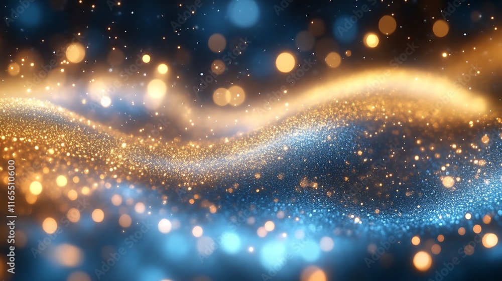 Obraz premium Glittering Blue and Gold Abstract Wave