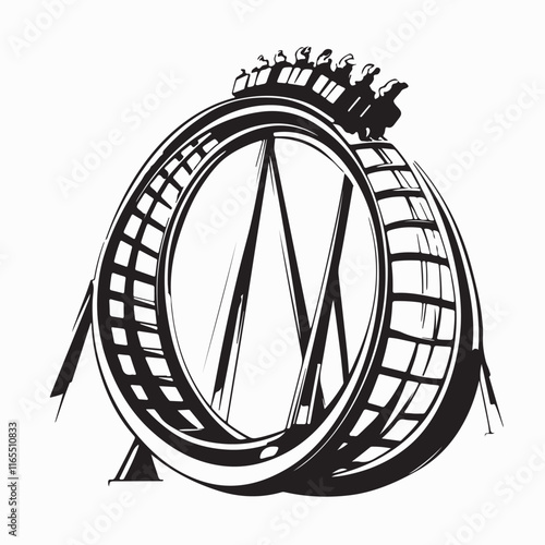 Roller coaster vector image. Roller coaster vector flat minimalistic isolated illustration.