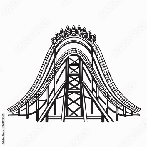 Roller coaster vector image. Roller coaster vector flat minimalistic isolated illustration.