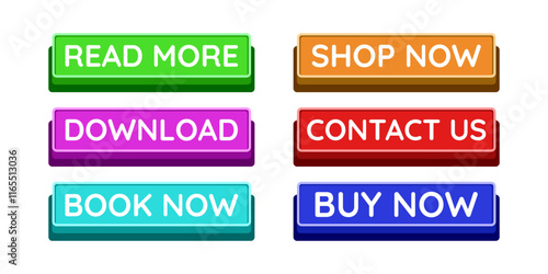 Colorful CTA button set.
