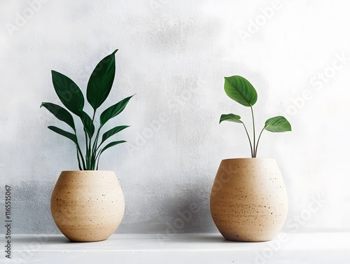 beautiful living room decoration leaf pot, on an elegant background photo