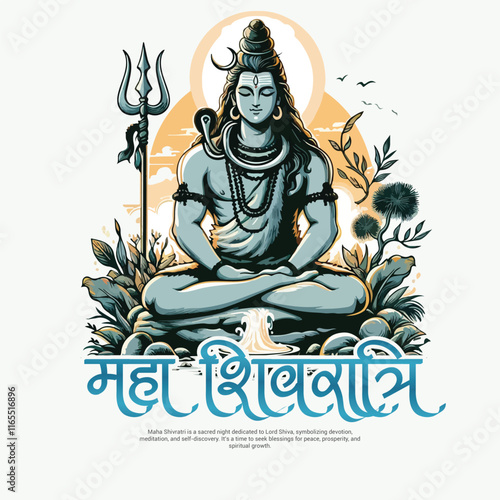 Happy Maha Shivratri Lord Shiva with Har Har Mahadeva Social Media Post template banner