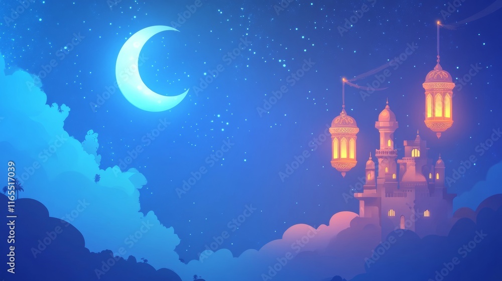 Fototapeta premium Islamic Greeting Card Banner - Ramadan Kareem