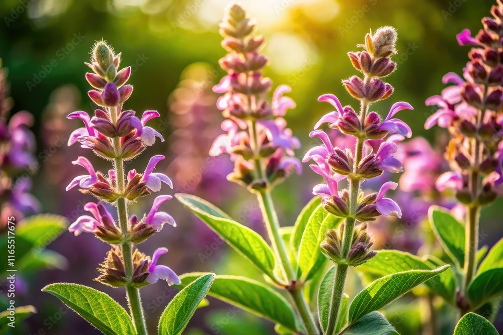 Blooming Sage Leaves - Vertical Botanical Photography Blooming Sage Leaves - Vertical Botanical Photography
