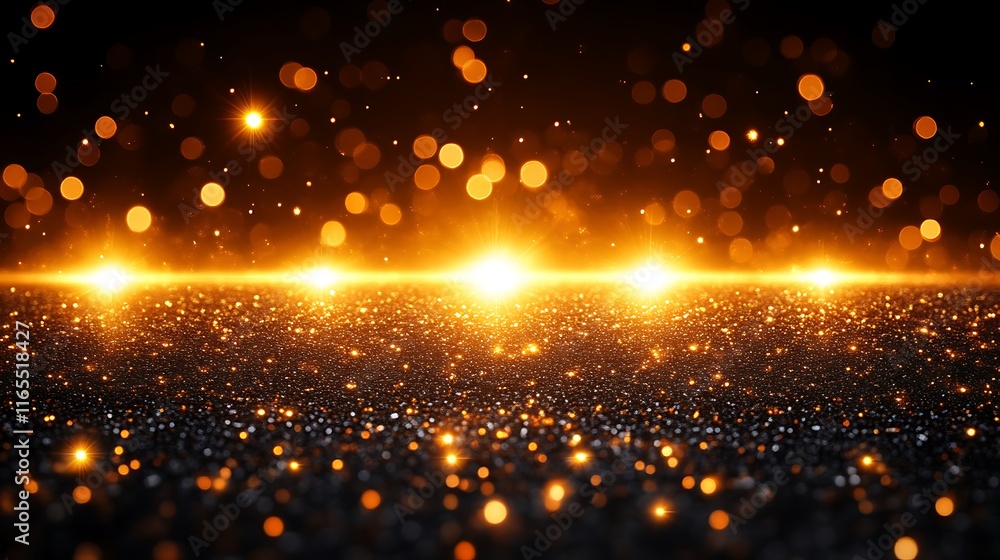 Obraz premium Golden Glitter Background with Bright Lights
