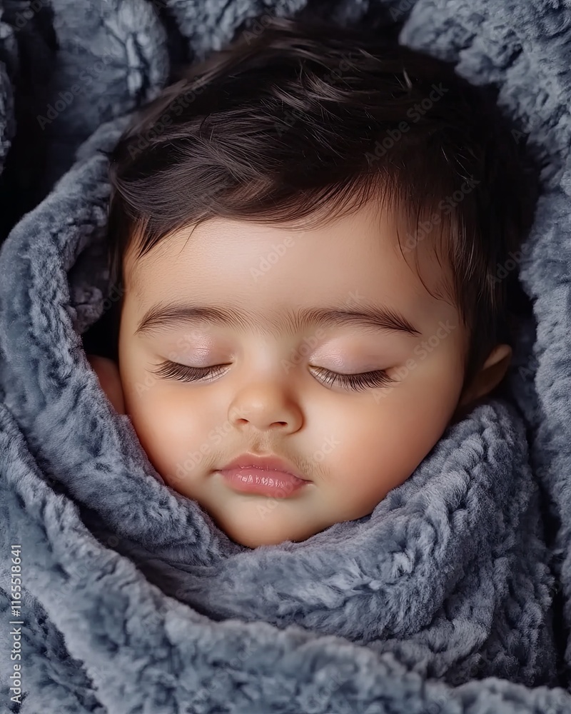 Sleeping Newborn Wrapped in Soft Blanket Sleeping Newborn Wrapped in Soft Blanket