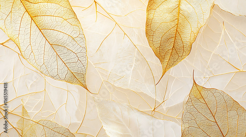 Nature gold leaves on a soft background with detailed veins and natural gradi...