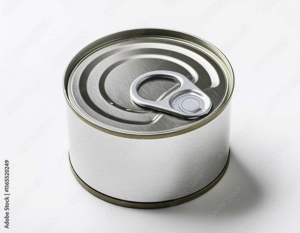 Tin can side angle without label in the white background studio shot Tin can side angle without label in the white background studio shot