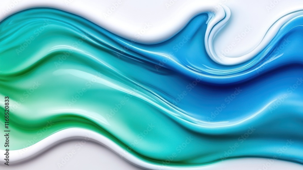 Fototapeta premium Abstract flowing waves in shades of blue and green.