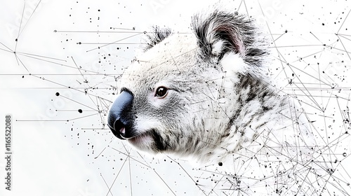 Koala Portrait: Digital Art in Abstract Network Style AI Generated photo